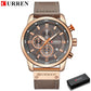 Montres pour Hommes CURREN en Cuir de Luxe avec Date et Mouvement à Quartz rose gray box