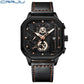 Montres pour hommes en cuir avec cadran carré BG
