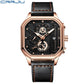 Montres pour hommes en cuir avec cadran carré RGB
