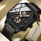 Montres pour hommes en cuir avec cadran carré
