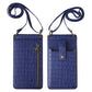 Multi-function Crossbody Bag Crocodile pour téléphone portable et porte-cartes Dark blue