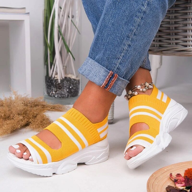 Nouvelles Sandales Femme 2022 à Talons Hauts et Plateforme pour l'Été - AOMshop yellow