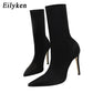 Nouvelles bottines stretch pour femmes à talons hauts et pointus Black