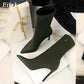 Nouvelles bottines stretch pour femmes à talons hauts et pointus