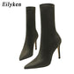 Nouvelles bottines stretch pour femmes à talons hauts et pointus Green