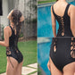 One-piece Sexy Lingerie High-fork Low-cut Strappy Swimwear | AOMshop
