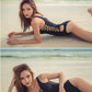 One-piece Sexy Lingerie High-fork Low-cut Strappy Swimwear | AOMshop