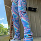 Pantalon Jogger Femme en Velours Côtelé Casual - Pantalon de Survêtement avec Poches et Taille Haute blue