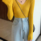 Pull-col rond-Basic B en tricot-pour femme Yellow One Size