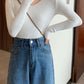 Pull-col rond-Basic B en tricot-pour femme White One Size
