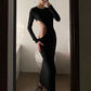 Robe Longue Sexy Noire avec Découpes pour Femme - Collection Printemps 2022