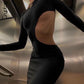 Robe Longue Sexy Noire avec Découpes pour Femme - Collection Printemps 2022