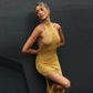 "Robe Maxi Sexy Sans Manches Halter Dos Nu pour Femme"