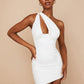 Robe Mini Blanche à Une Épaule Sexy pour Femmes