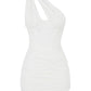 Robe Mini Blanche à Une Épaule Sexy pour Femmes