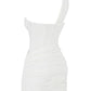 Robe Mini Blanche à Une Épaule Sexy pour Femmes