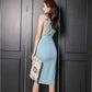 Robe crayon élégante pour femme avec encolure en V ajourée