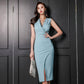 Robe crayon élégante pour femme avec encolure en V ajourée