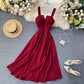 Robe d'été rouge décolleté en V dos nu sexy 2022 pour femme Burgundy