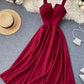 Robe d'été rouge décolleté en V dos nu sexy 2022 pour femme