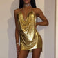 Robe de soirée sexy à paillettes dorées AKYZO pour femme