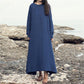 Robe décontractée en coton et lin pour femmes,