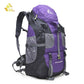 Sac à dos de randonnée 50L étanche pour le camping et l'escalade 50L purple
