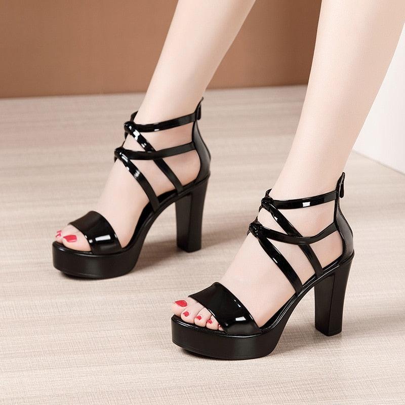 Sandales à talons blocs et plateforme de grande taille 32-43 pour femmes