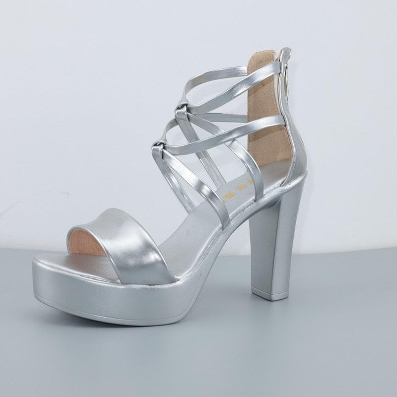 Sandales à talons blocs et plateforme de grande taille 32-43 pour femmes