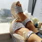 Sandales à talons compensés et dentelle pour femmes - AOMshop