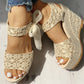 Sandales à talons compensés et dentelle pour femmes - AOMshop