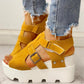 Sandales d'été à talon compensé pour femme Yellow