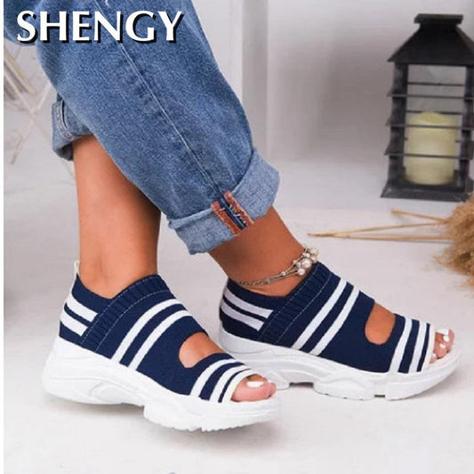 Sandales d'été pour femme, talons compensés et plateforme, chaussures légères, grandes tailles - AOMshop