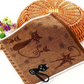 "Serviette en coton avec crochet et motif de chat sur AOMshop" Brown