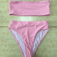 Sexy Two-Piece Breast Wrap Swimsuit Bikini Set | AOMshop Flesh pink