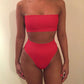 Sexy Two-Piece Breast Wrap Swimsuit Bikini Set | AOMshop Red