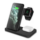 Station de recharge sans fil 3 en 1 15W pour iPhone 14, 13, 12, 11 Pro Max, XS, XR, X, 8, Apple Watch, AirPods 3 Pro Type 02 Black