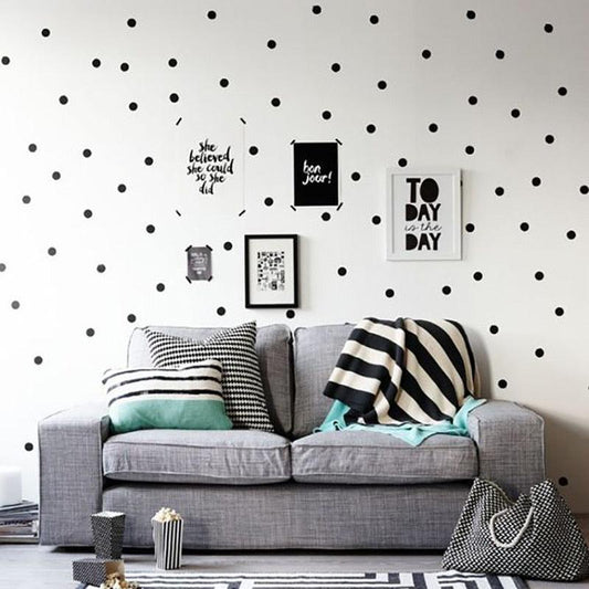 Stickers Muraux pour Chambre d'Enfant - Décoration Murale à Pois Noirs
