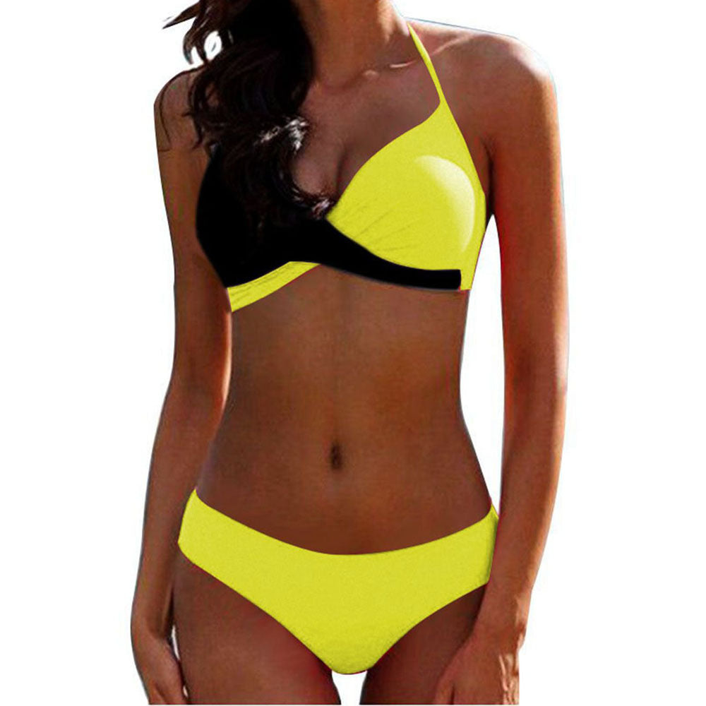 Swimsuit European And American Sexy Hard Pack Split Bikini | AOMshop Yellow