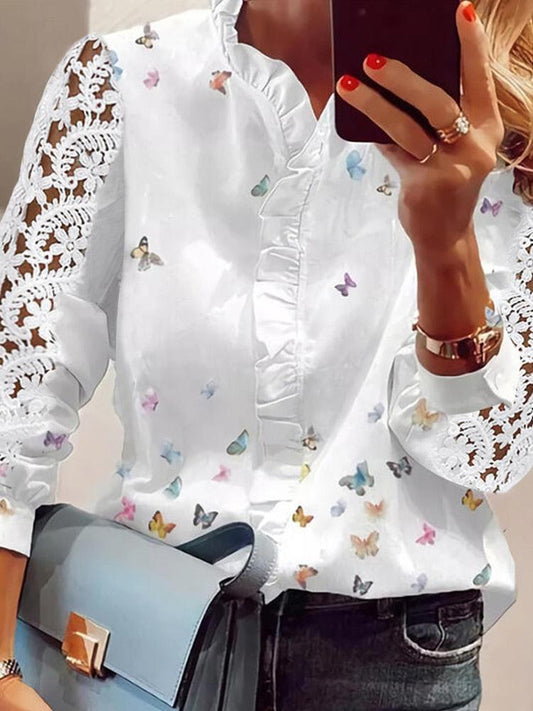 "T-shirt Femme Blanc Oversize Papillon 2022 Été" white