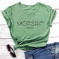 T-shirt chrétien 'Worship Funny', 100% coton pour homme et femme