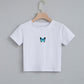 T-shirt court imprimé papillon bleu Fashion Cartoon White