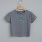 T-shirt court imprimé papillon bleu Fashion Cartoon Gray