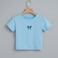 T-shirt court imprimé papillon bleu Fashion Cartoon Blue