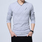 T-shirt homme fashion 2022 à manches longues et col en V light grey