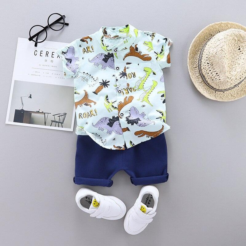 Tenues d'été pour bébés avec impression de dinosaure - T-shirt et shorts en 2 pièces pour garçons et filles