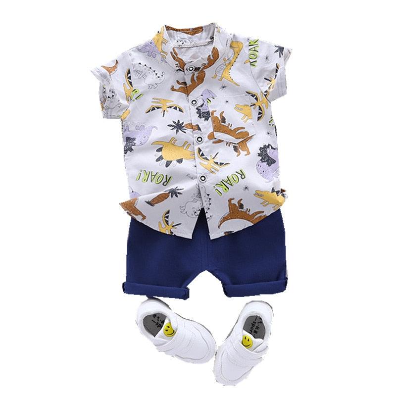 Tenues d'été pour bébés avec impression de dinosaure - T-shirt et shorts en 2 pièces pour garçons et filles