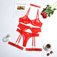 Three-piece Sexy Lingerie Garter Belt | AOMshop Red