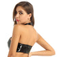 "Top de danse à pole dance pour femme en cuir verni avec dos dénudé et bretelles"