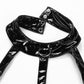 "Top de danse à pole dance pour femme en cuir verni avec dos dénudé et bretelles"